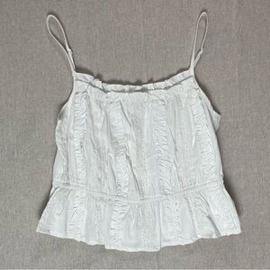 Sim & Sam | NWT White Cotton Poplin Ruffle Tank | Medium